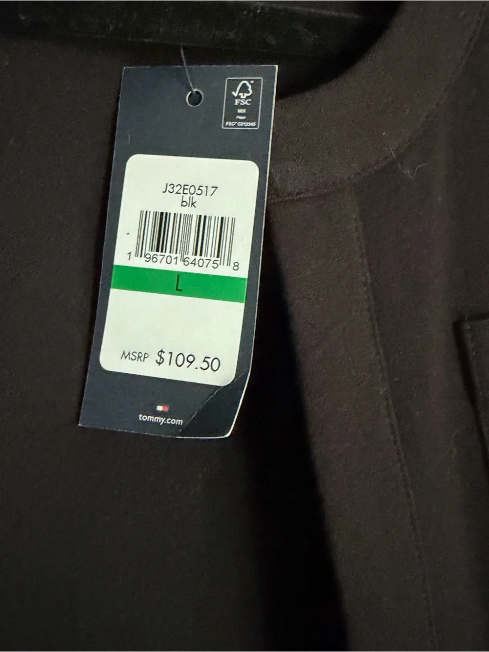 NWT Tommy Hilfiger Black Collarless Pocket Blazer with Gold Buttons